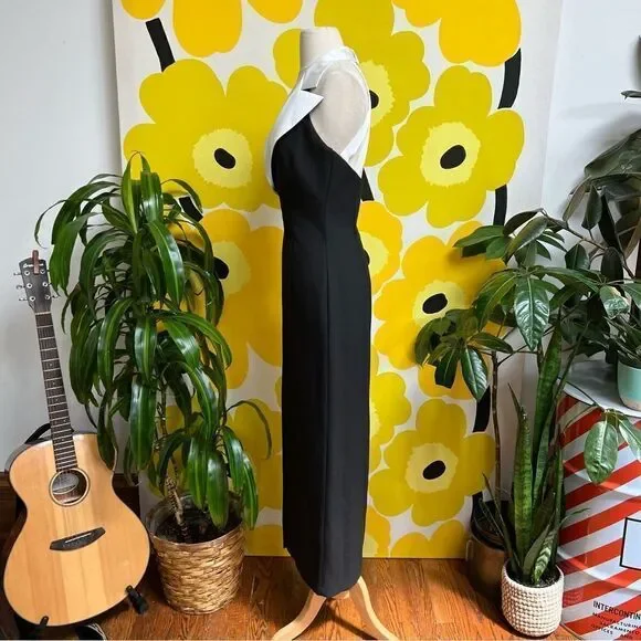 Vintage 1980s 1990s Beaded Tuxedo Wiggle Strappy Back Cigarette Style Gown - Picture 4 of 11